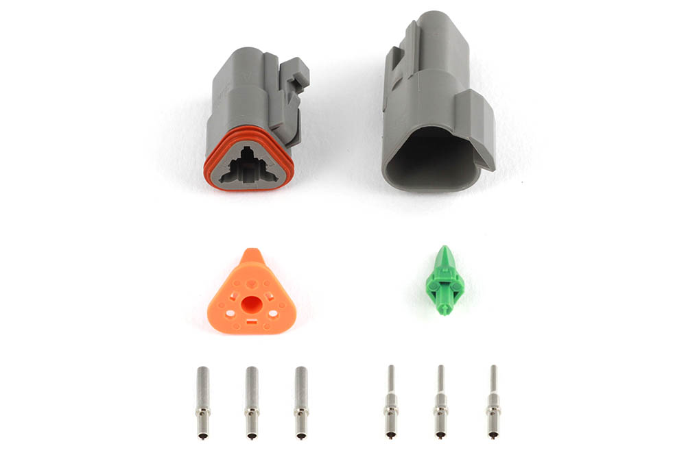 Plug and Pins Only - Matching Set of Deutsch DT-3 Connectors  (DT06-3S + DT04-3P) - ( 13 Amp) – Haltech HT-031113