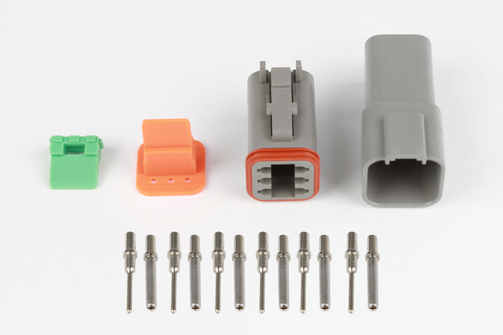 Plug and Pins Only - Matching Set of Deutsch DT-6 Connectors  (DT06-6S + DT04-6P) - ( 13 Amp) – Haltech HT-031115