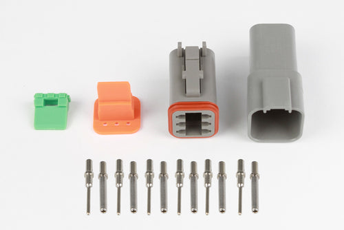 Plug and Pins Only - Matching Set of Deutsch DT-6 Connectors  (DT06-6S + DT04-6P) - ( 13 Amp)